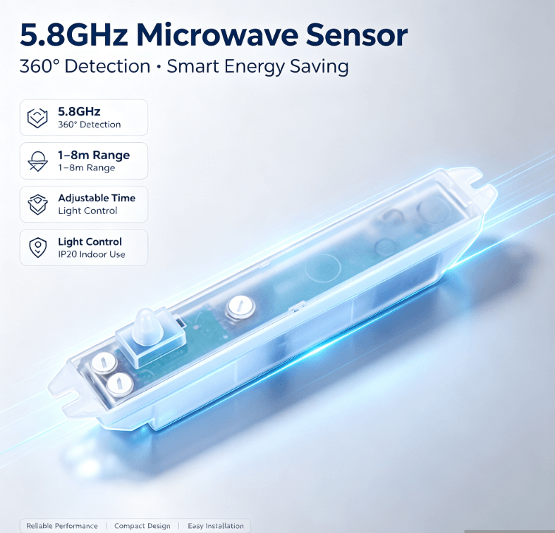 PD-MV1020 5.8GHz Mikrouhin-sentsorea | Ezkutuko instalazioa, argiztapenerako abiarazle faltsu gutxiago